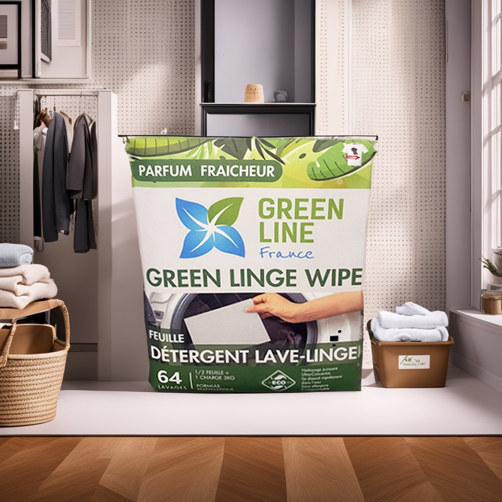 GREEN LINGE WIPES 2X62 LINGETTES – LESSIVE EN LINGETTES ÉCORESPONSABLE DÉTERGENTE, ANTISTATIQUE ET ADOUCISSANTE